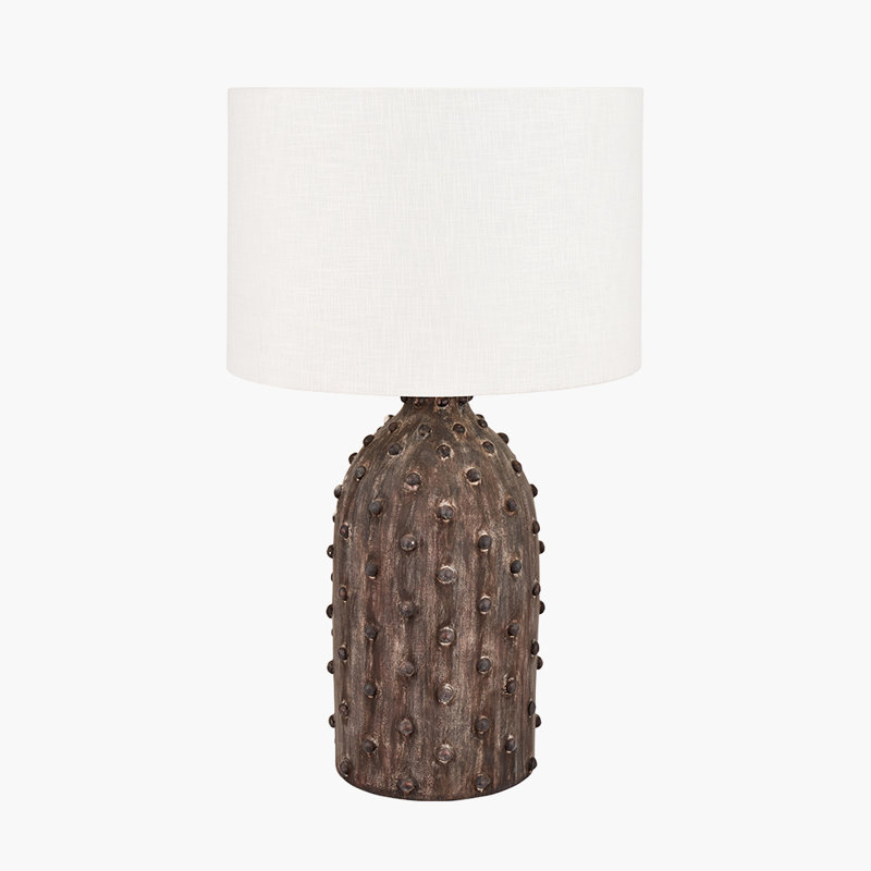 Ceramic Table Lamp, Brown, White