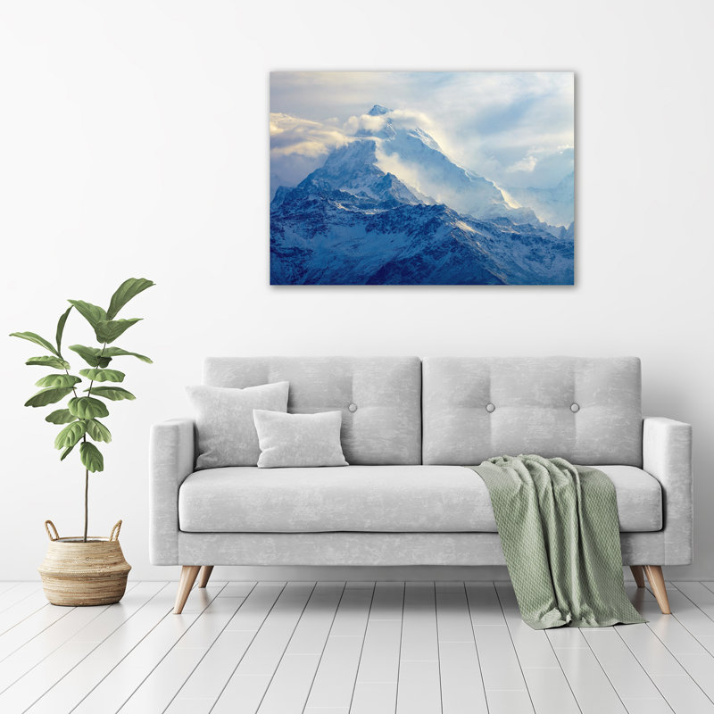 Glass Print Wall Art 100X70cm Image Printed On Glass Decorative Wall Picture Behind Toughened / Tempered Safety Real Glass For Kitchen & Living Room Theme:Mountain Peak