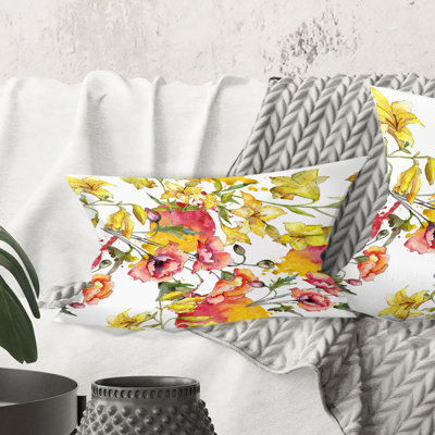 Coussin rétro imprimé rétro coquelicots IV - Mid-Century