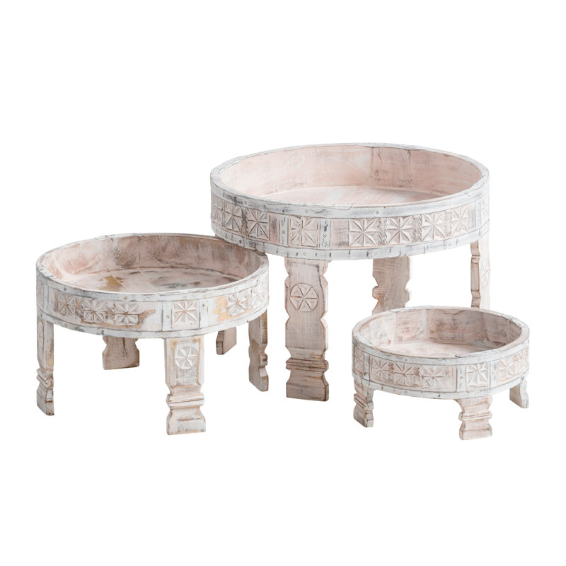 Calonia Solid Wood Tray Top Nest Of Tables