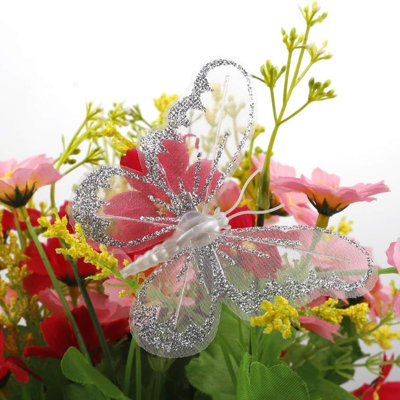 24 Pcs Christmas Tree Butterfly Decorations Glitter Butterflies Ornaments with Clips 3D Sequins Butterfly Clips for Xmas Holiday Crafts and Christmas Tree