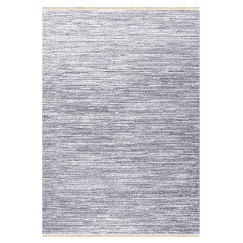 Tapis gris en chenille / polyester tissé à la machine Jarmal, Rectangle 2 pi 8 po x 5 pi
