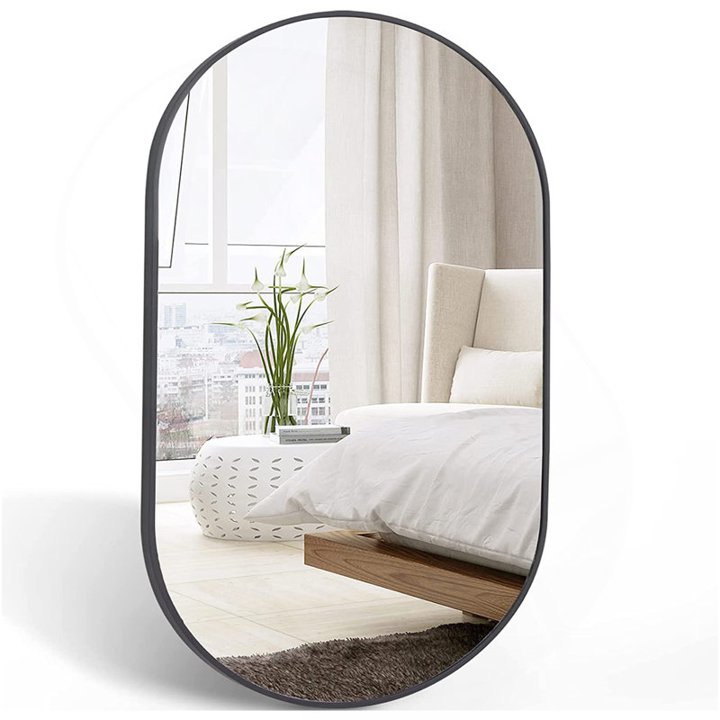 Miroir ovale noir en métal 20 po x 28 po