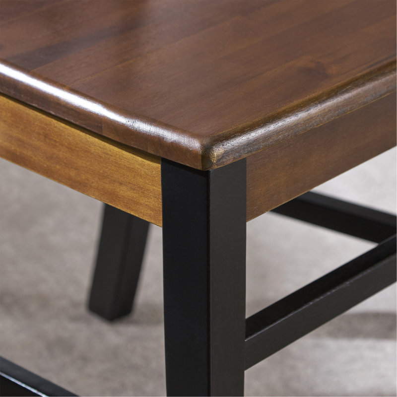 Gelacio Solid Wood Cross Back Side Chair, Black/Walnut