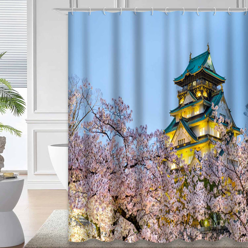 Rideau de douche japonais Cherry Blossoms, L 72 po x l 84 po