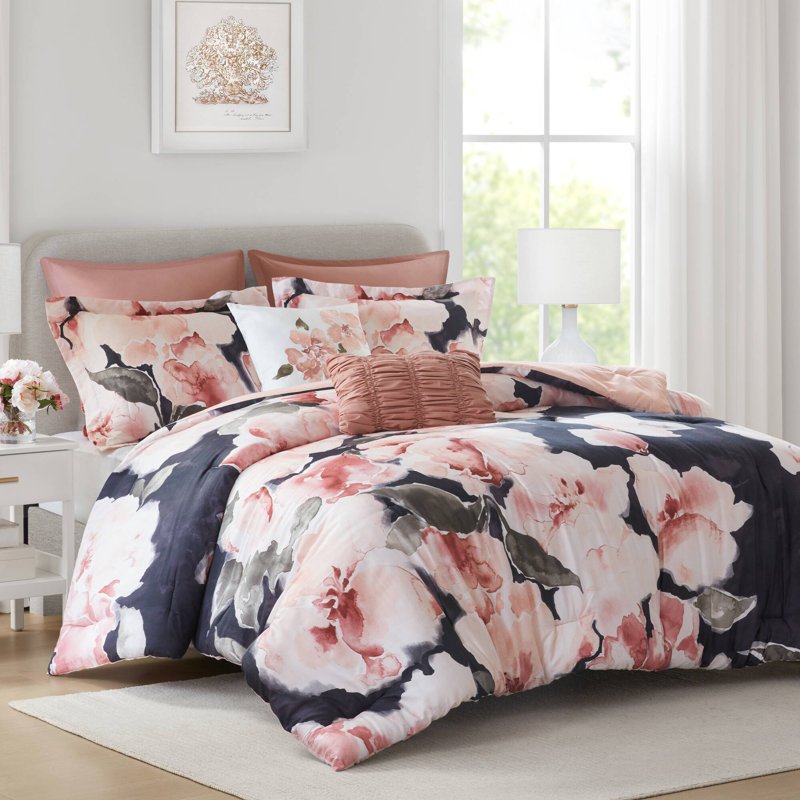 Ensemble d'édredon doux et confortable, California King Duvet Cover + 6 Additional Pieces, Blush Multi