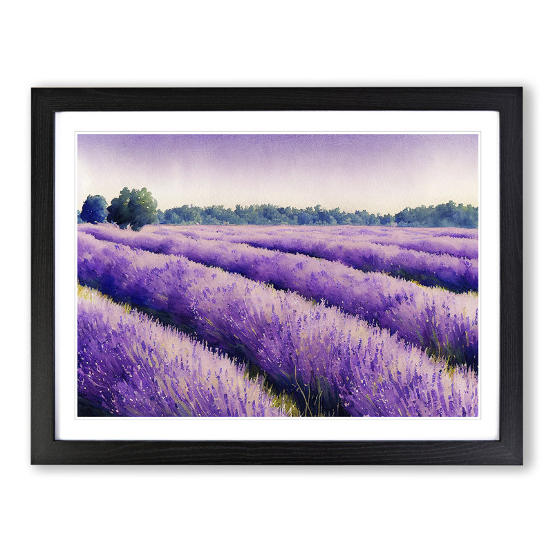 Lavender Field Watercolour Vol.1 - Framed Print, Black Framed, 34cm H x 46cm W x 2cm D