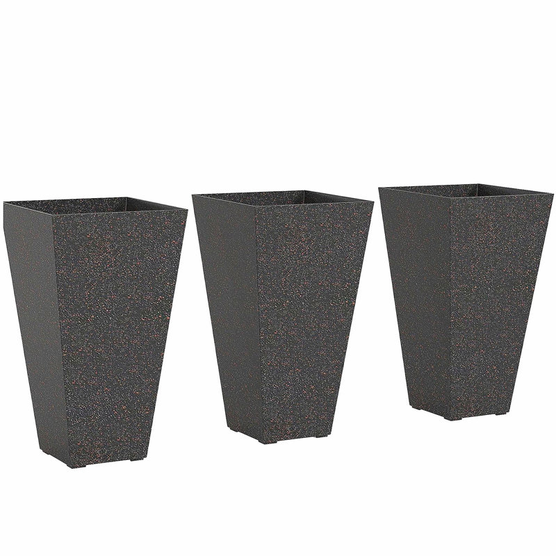 Set of 3 Flower Pots,Tall Planters, Brown