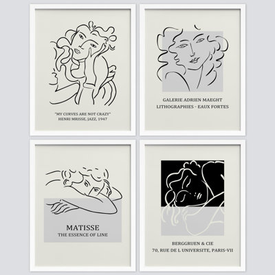 " Female Portrait Sketch Nature " 4 - Pieces