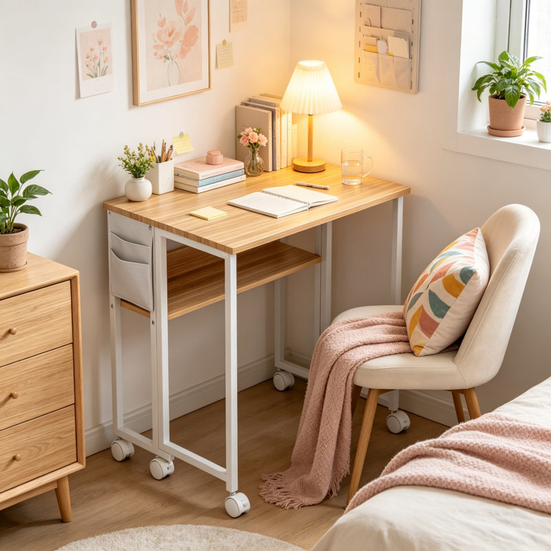 MDF Steel Computer Desk, Rustic Brown