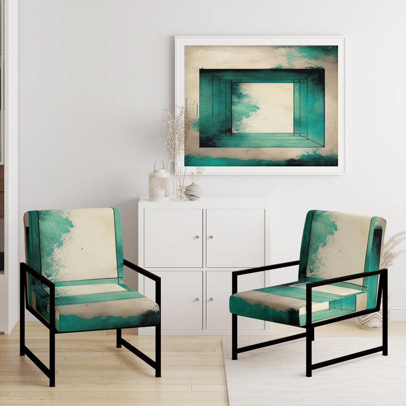 Fauteuil rembourré contemporain avec motif abstrait géométrique Impermanence, Noir, noir, noir, noir