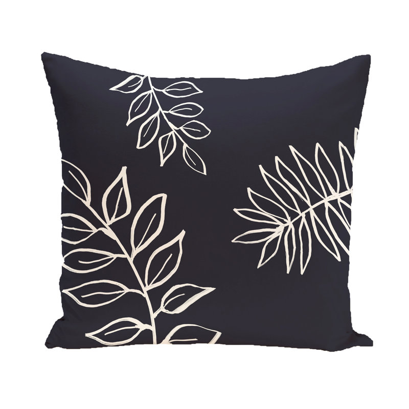 Flower Power Floral Reversible Throw Pillow, Navy, 18" H x 18" W
