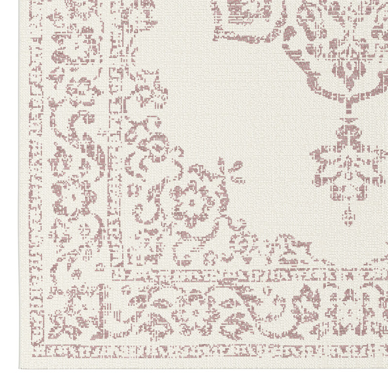 Tapis intérieur / extérieur rose Jamya, Rectangle 5 pi 3 po x 7 pi
