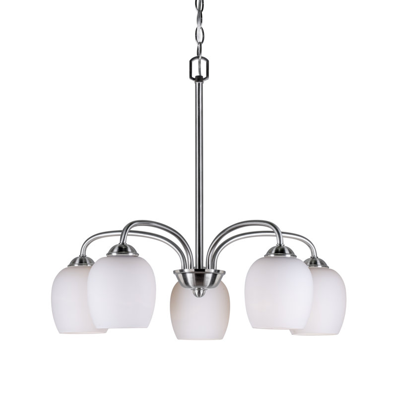 Lustre classique/traditionnel ombré 5 lumières Mcree, Nickel brossé