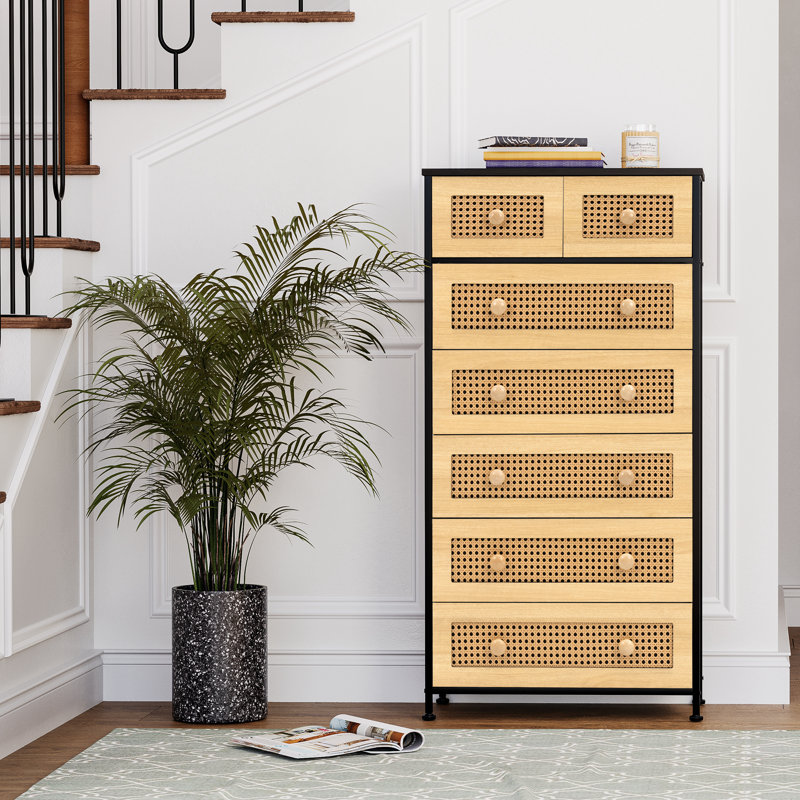 Kirklan 7 Drawer Storage Chest, Black/Nature, Black/Nature