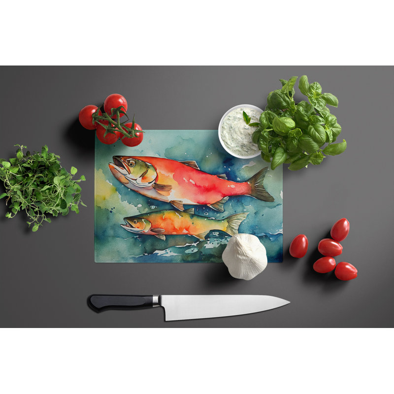 Salmon Glass Cutting Board Large