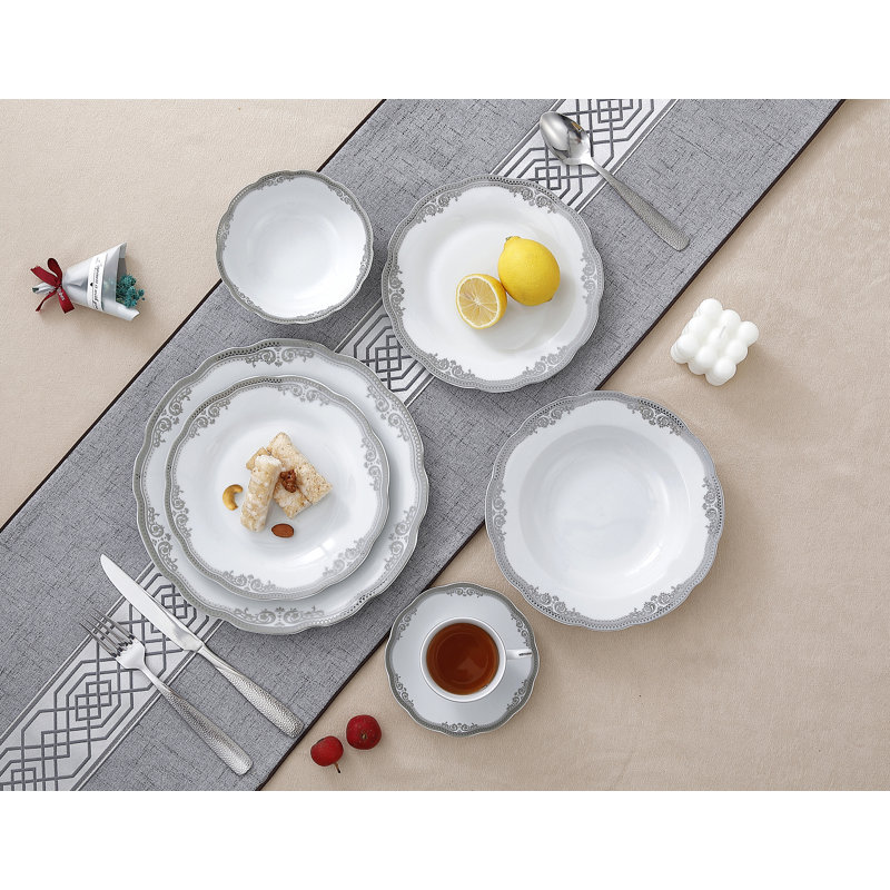 Service de table Lorren Home Trens, Blanc / argenté, 24