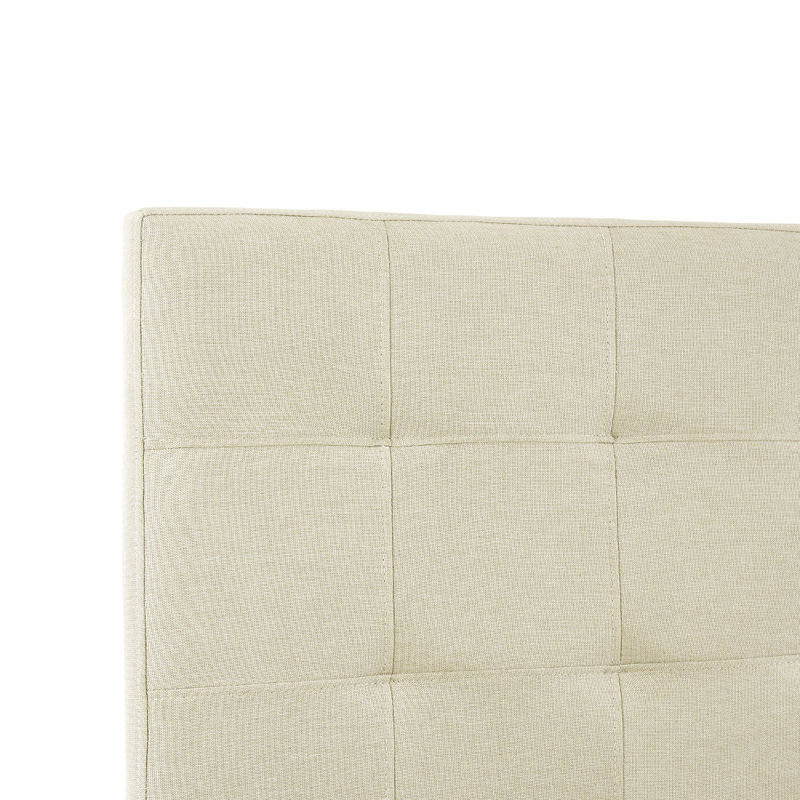 Keymond Classic Tufted Adjustable Upholstered Full Size Headboard in Linen Fabric, Metal Legs, Cream