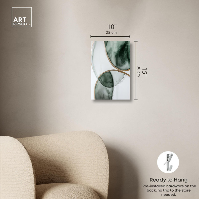 Moss and Mist Green Abstract Canvas Art, 10" x 15"