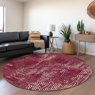 Premium Machine Washable Prisco Burgundy Rug