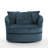 Ultra Plush Faux Rabbit Fur Oversized Swivel Barrel Chair with Three Pillows-1093111236