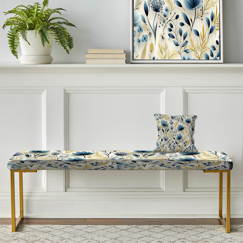 Natural Plant Fusion II - Plants Upholstered Gold Bench