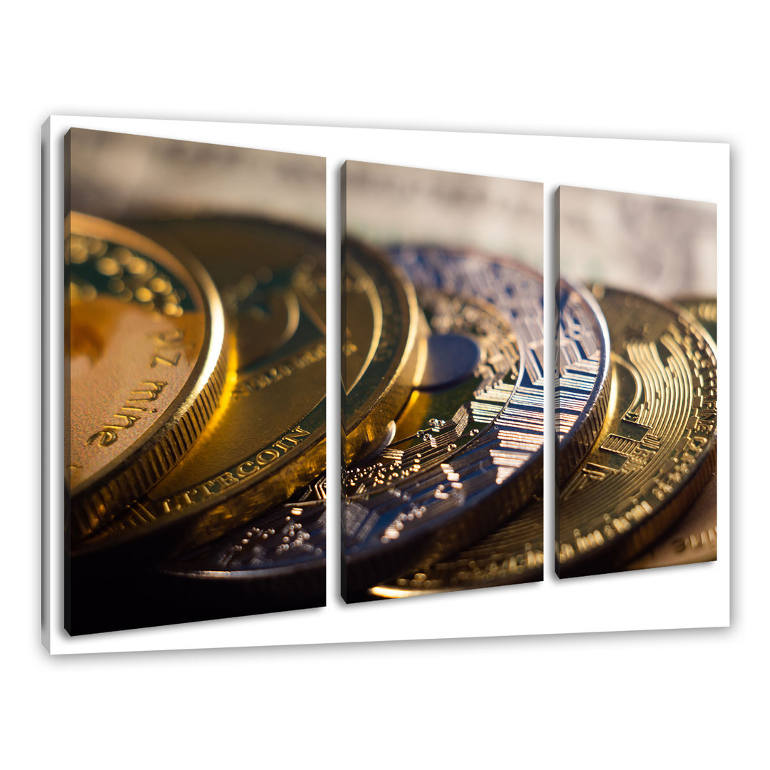 Leinwandbild Goldene Bitcoins BTC