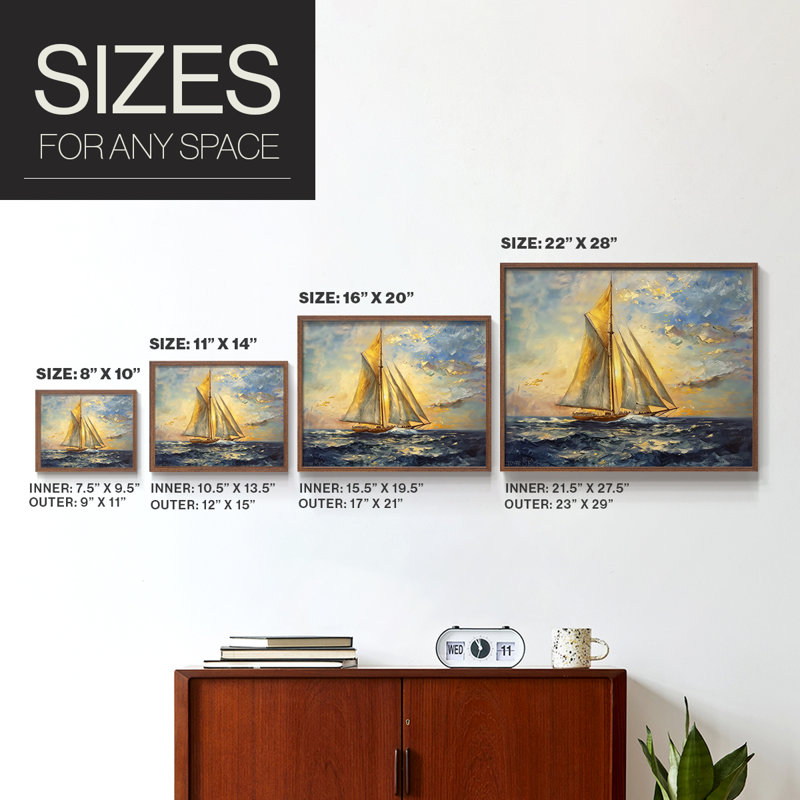 Nautical Series-CCVII - Reproduction encadrée - Restickable, H 8 po x l 10 po, Noyer