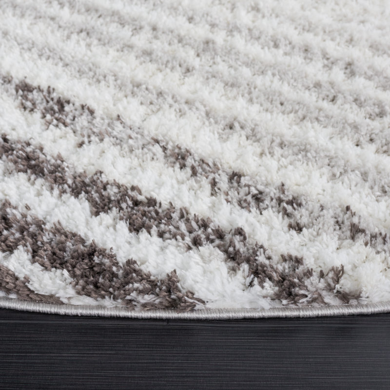 Berber Shag Performance Striped Rug, Round 7'