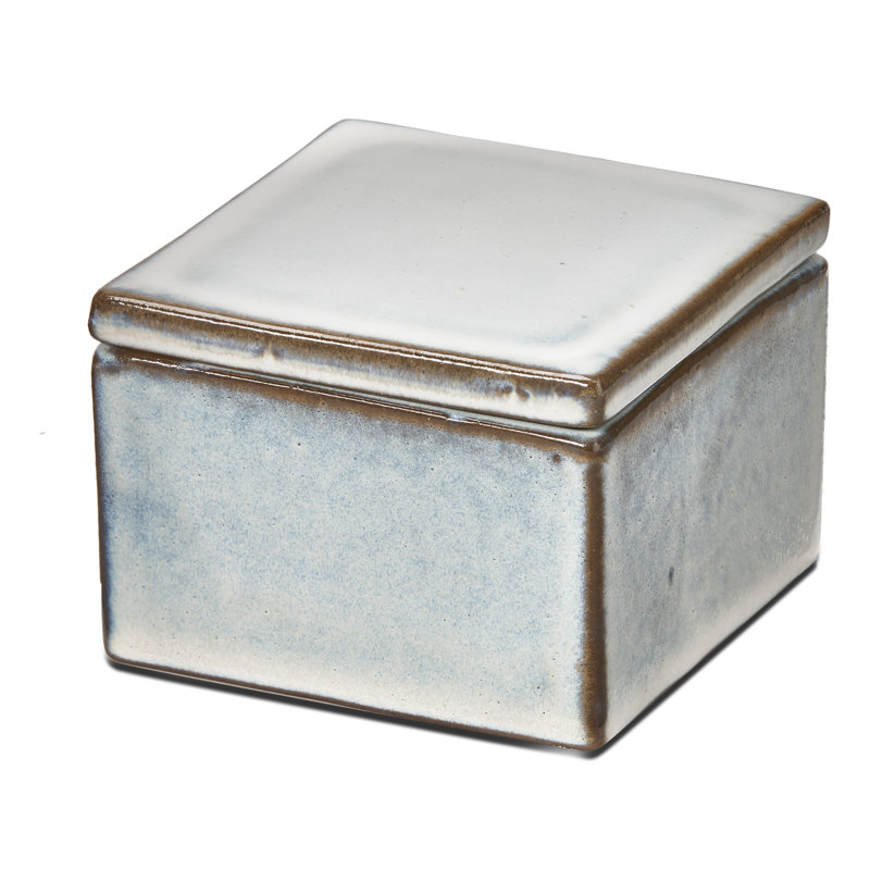 Decorative Stoneware Box Md, White