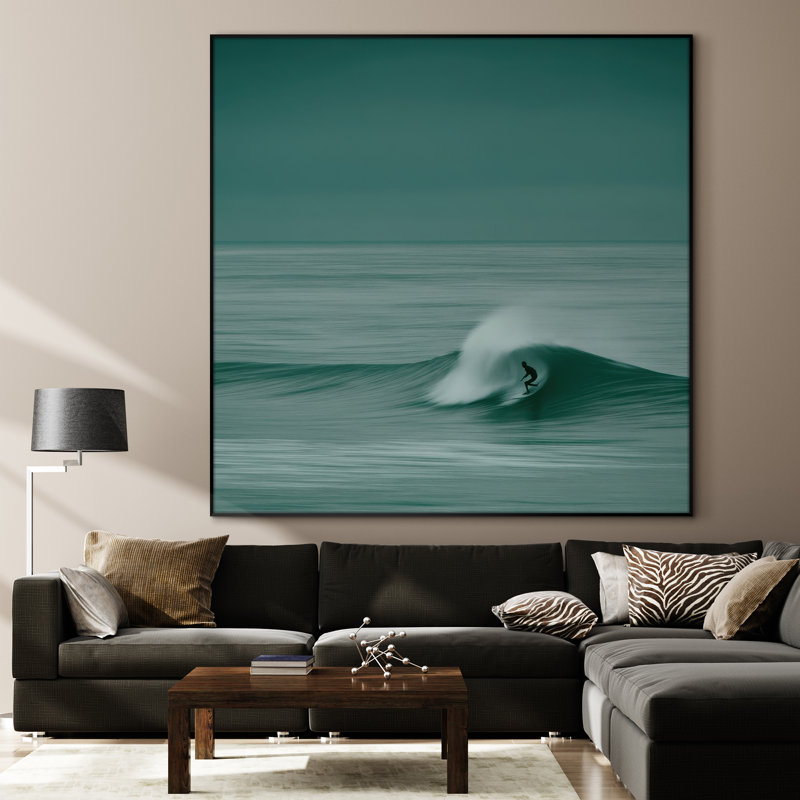 Très grand art mural imprimé sur tissu - Plage, océan, paysage, œuvre d'art, décoration pour le salon ou la chambre à coucher - «Assemblage requis du cadre (cadre non fini)»