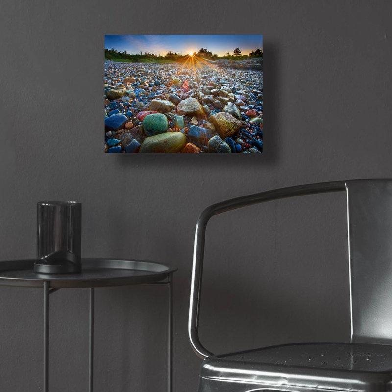 «Schoodic Rocks» par Patrick Zephyr, art mural en verre acrylique, H 12 po x l 16 po x P 0,13 po