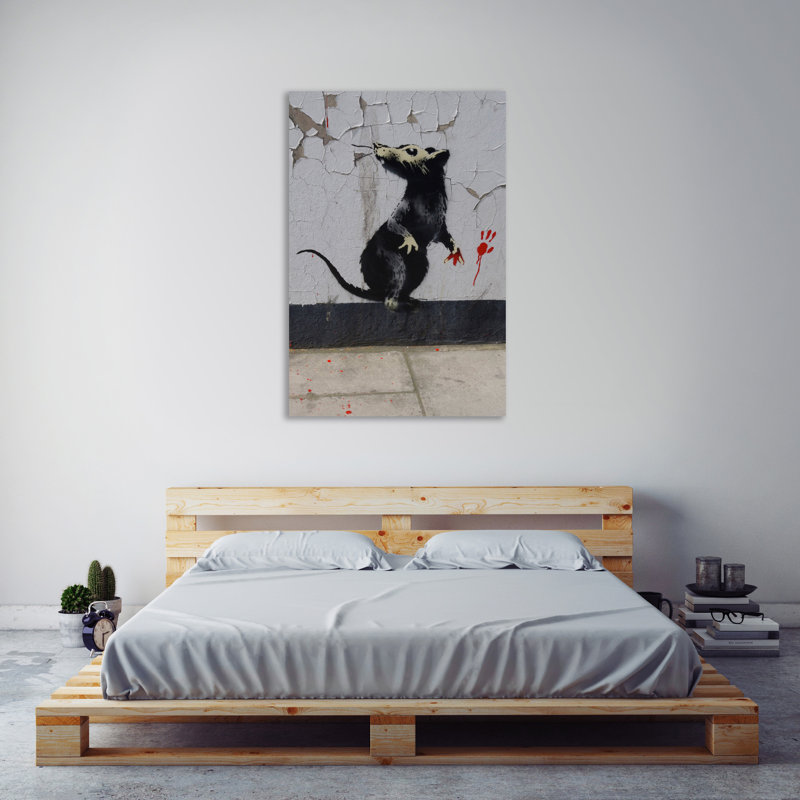 Rat by Banksy - Wrapped Canvas Print, 61 cm H x 41 cm W x 4 cm D