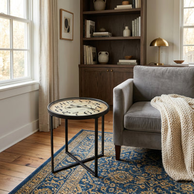 Chronique Side Table With Clock Top, 18"