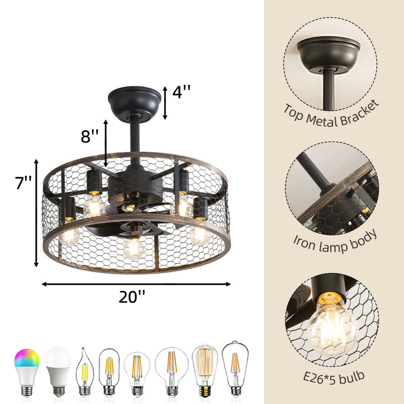 19.7In Classic Ceiling Fan With Light