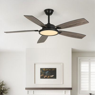 Karlena 52'' Modern Dimmable Ceiling Fan with Light Two Downrods and Remote