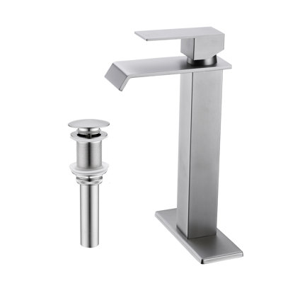 Single Handle Waterfall Bathroom Vessel Sink Faucet With Pop-up Drain