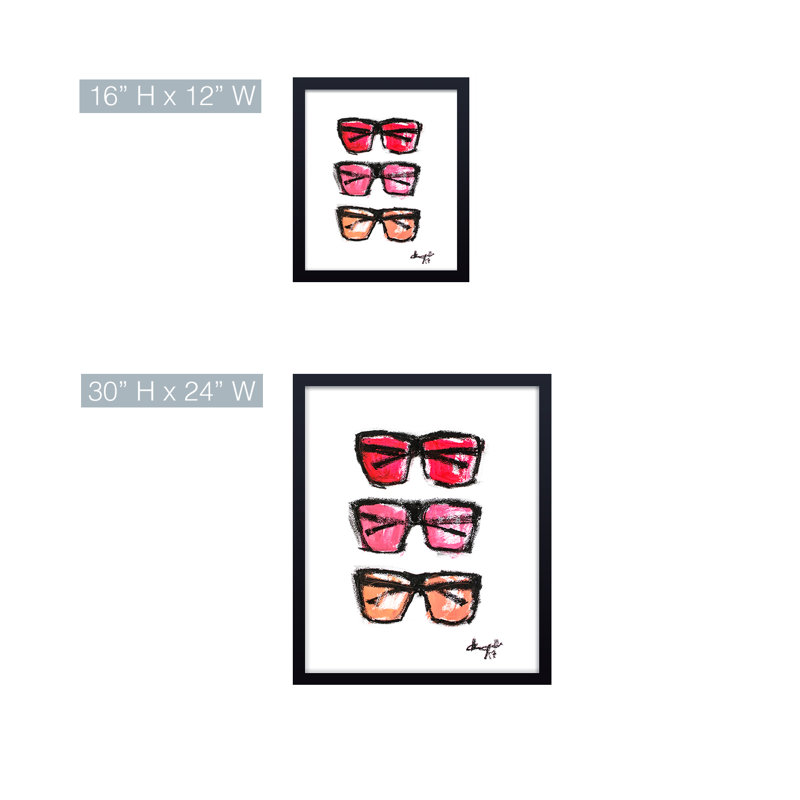 'Sunnies' Framed Print Wall Art, 30" H x 24" W x 1.125" D, Framed Print, Black