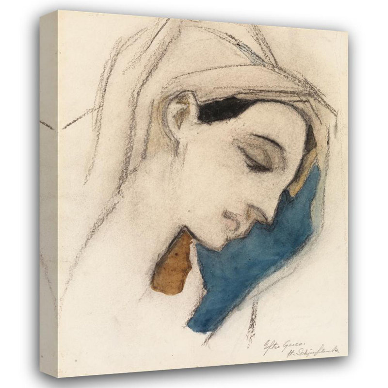 "Vierge Marie, d'après El Greco" par Helene Schjerfbeck - Art sur toile tendue avec châssis, H 24 po x l 17 po