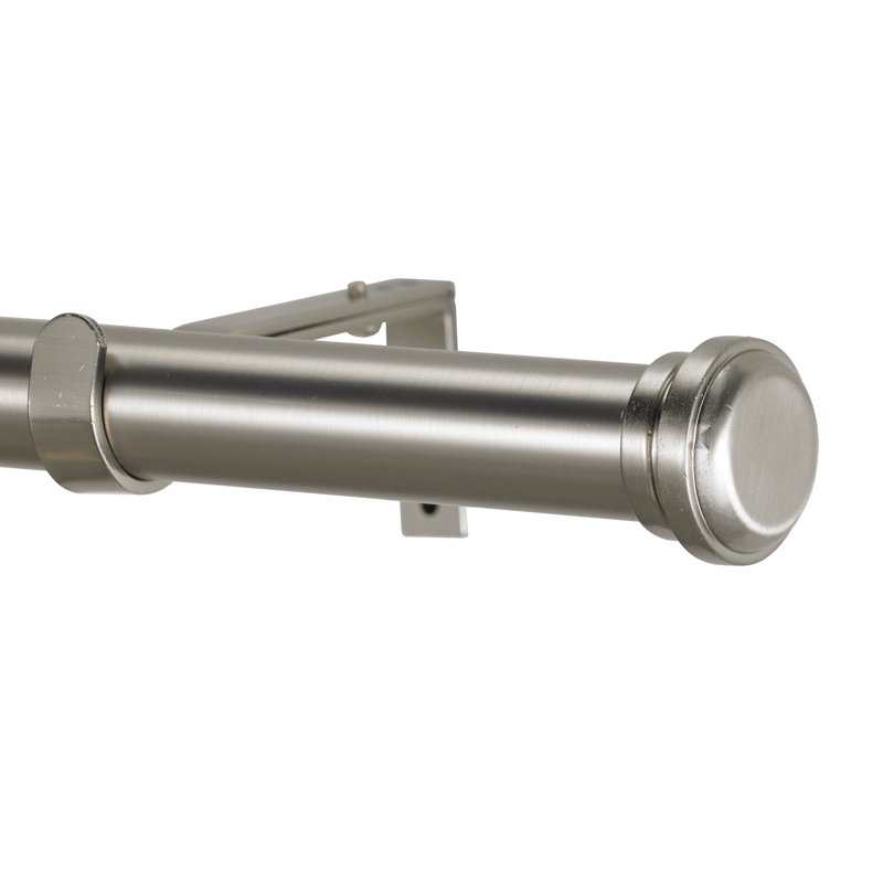 Empire Single Curtain Rod, 3" H x 120" W x 6" D, Stainless