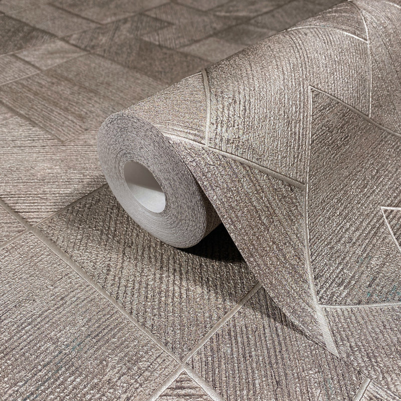 Marquetry Taupe Tile Wallpaper, Taupe