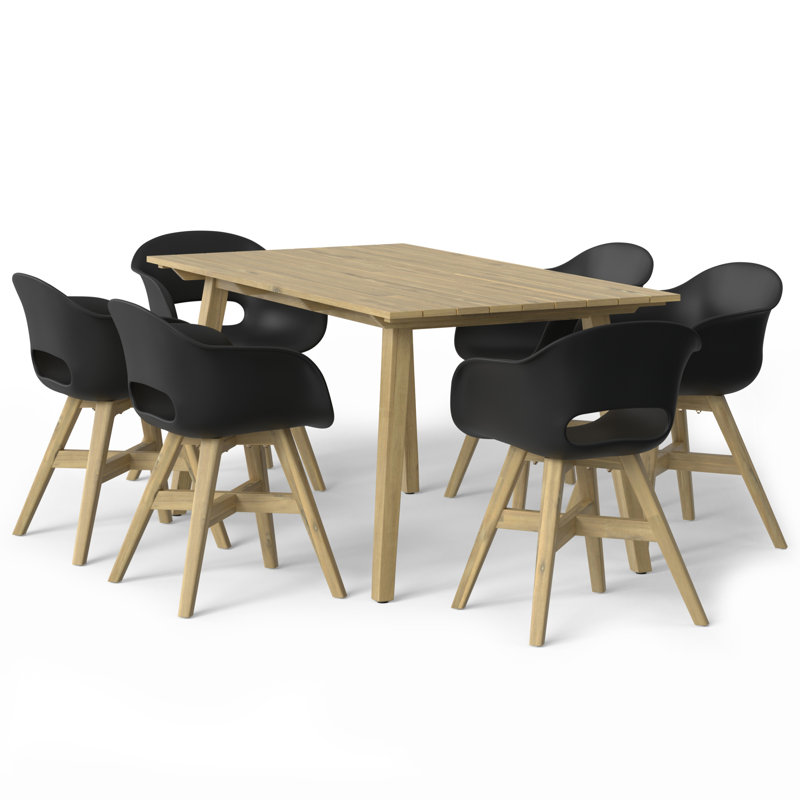 Kona Rectangular 8 - Person Long Dining Set with Cushions, Black