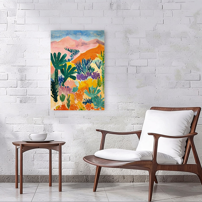 Impression sur toile paysage désertique coloré, paysage moderne abstrait, H 36 po x l 24 po