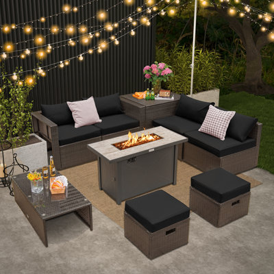 Drover Wicker 6 - Person Patio Conversation Set with Cushions