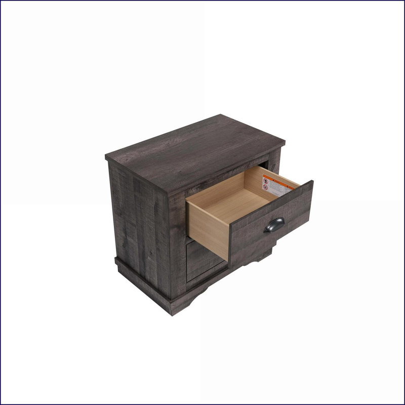 Rangement pour chambre à coucher 2 tiroirs Rustic Gray, Gris
