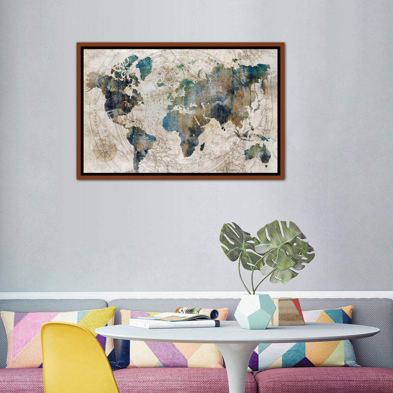 " Celestial Map " by Isabelle Z, 40" H x 60" W, Classic Brown, Picture Framed Canvas