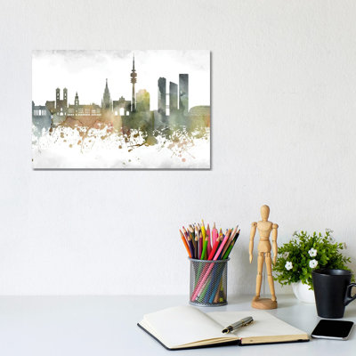 Munich Skyline by WallDecorAddict - Wrapped Canvas Print