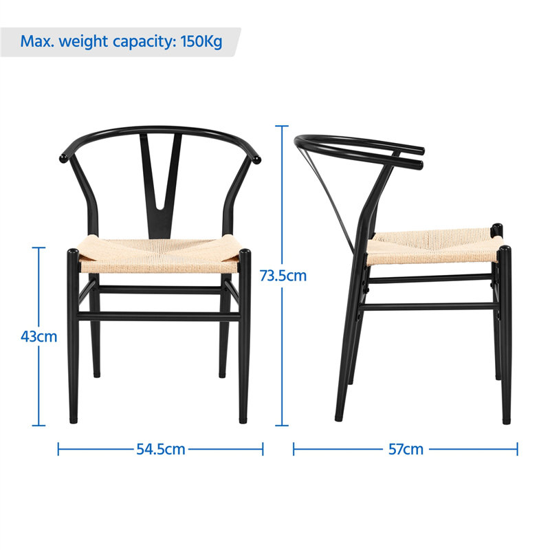 Mid-Century Weave Arm Chair, Black/Natural