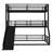Twin Over Twin Over Full Bunk Bed With Slide, Metal Triple Bunk Bed With Safety Guardrails, Heavy-Duty Bunk Bed With Noise-Reduced Design, Black-1838567011