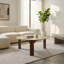 Table basse moderne en bois et travertin moderne pour le salon - Petite table d'appoint avec base robuste pour chambre à coucher - 37 po, brun et brun clair